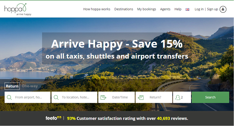 Hoppa Homepage Screenshot