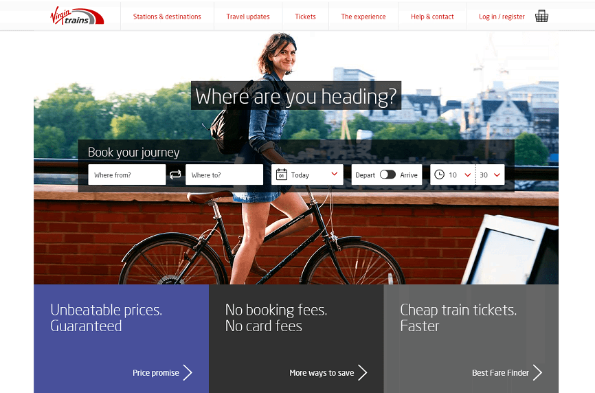 Virgin Trains Homepage