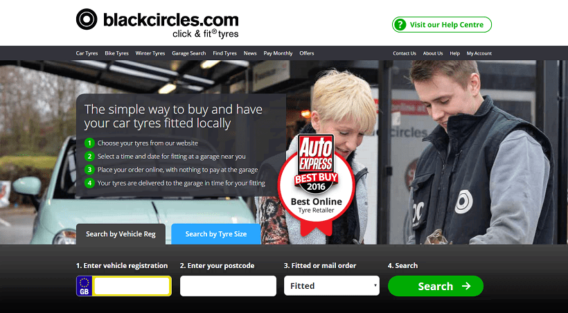 Blackcircles Tyres Homepage Screenshot