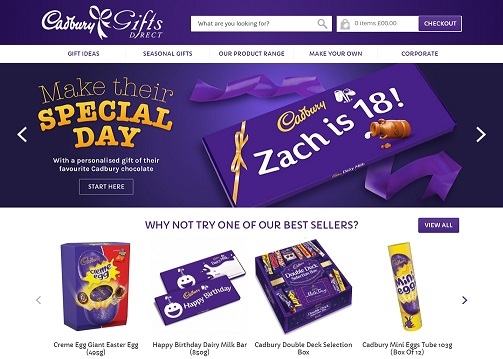 Cadbury Gifts Direct Homepage Screenshot