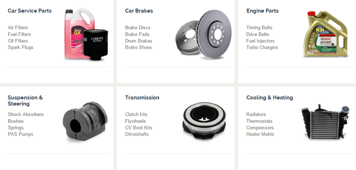 CarParts4Less Categories Screenshot