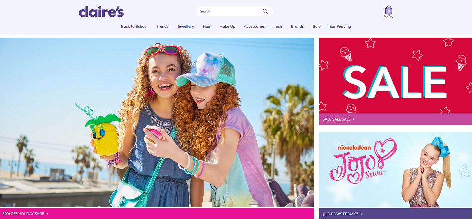 Claire's Homepage Screenshot