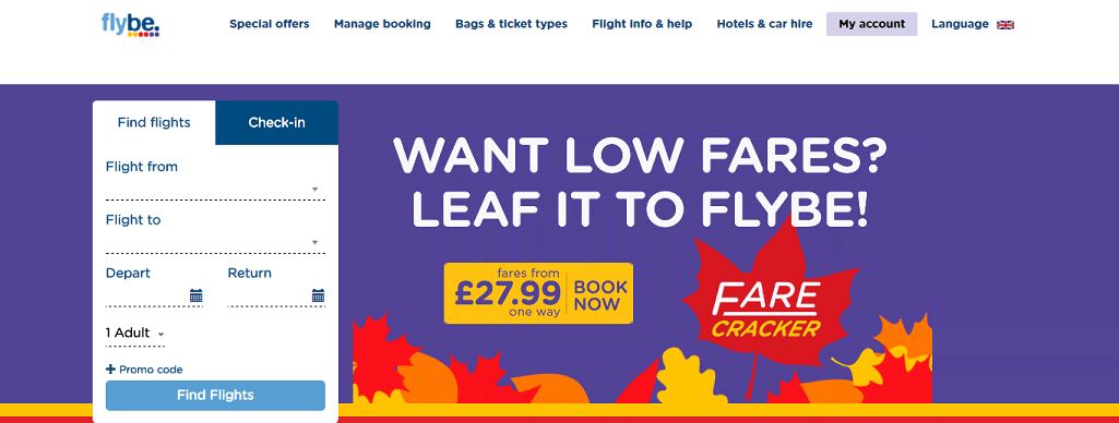 Flybe Homepage Screenshot
