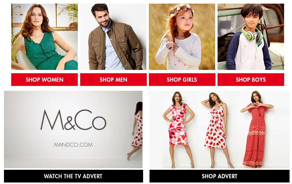 M&Co Homepage Screenshot