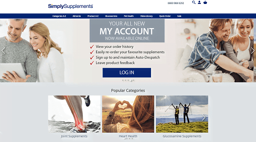 Simply Supplements Homepage Screenshot