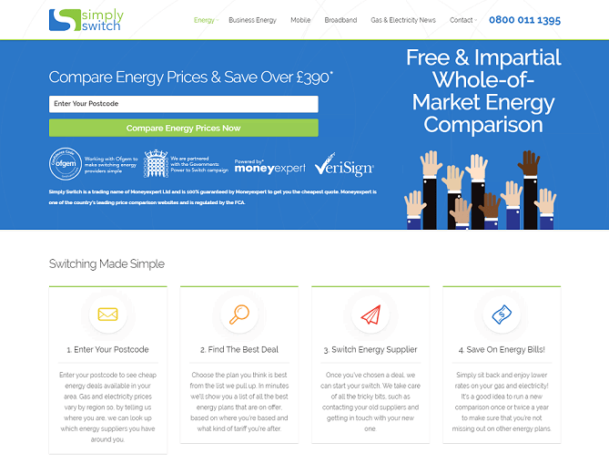 Simply Switch Homepage Screenshot